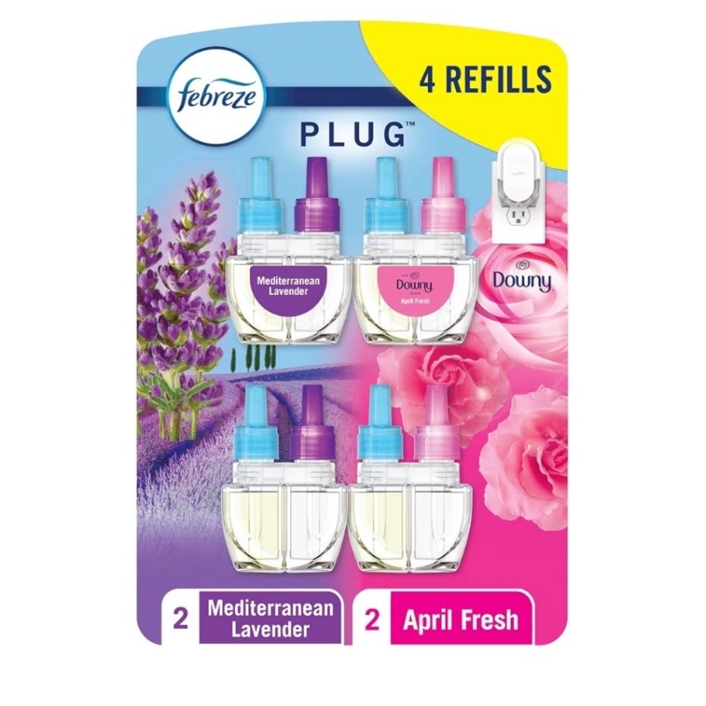 Febreze PLUG Fade Defy Air Freshener Refill Downy April Fresh Lavender 4 CountXL